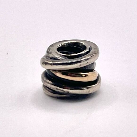 Pandora Retired Sterling Silver and 14K Gold Ring Cluster Bead 790153 - Picture 6 of 7